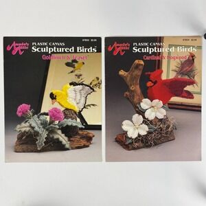 Vintage Plastic Canvas Birds Pattern Lot‎ Annies Attic 1991 Needlepoint Leaflets